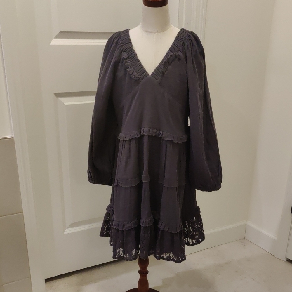 New!Zara Tiered CottageCore Shabby Chic Vintage Inspired Long Sleeve Dress Y2K